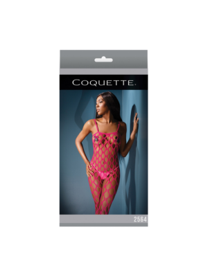 Open Net Crotchless Body Stocking - Pink - OS