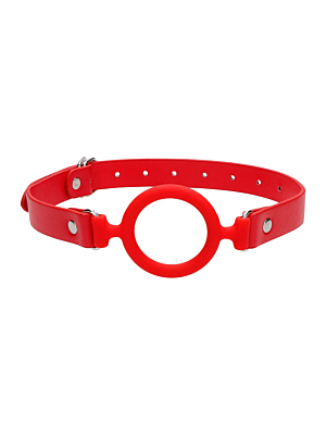 Ouch! Silicone Ring Gag - With Leather Straps - Red