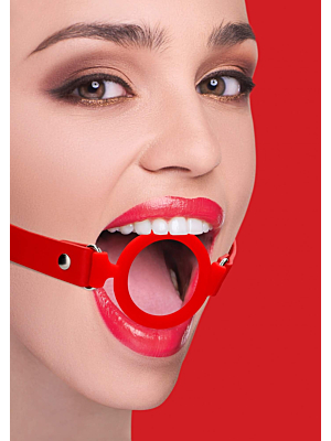 Ouch! Silicone Ring Gag - With Leather Straps - Red