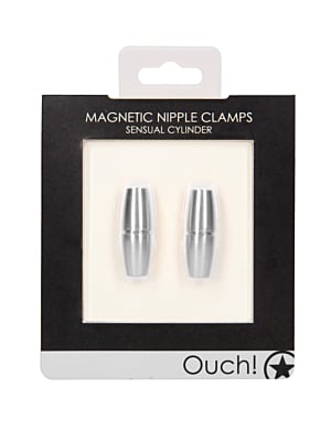 Magnetic Nipple Clamps - Sensual Cylinder - Silver