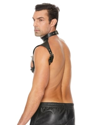 Men Harness with Neck Collar - One Size - Black