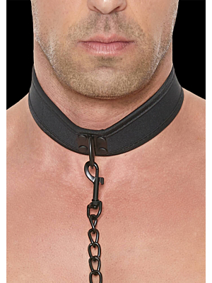 Neoprene Collar With Leash Black