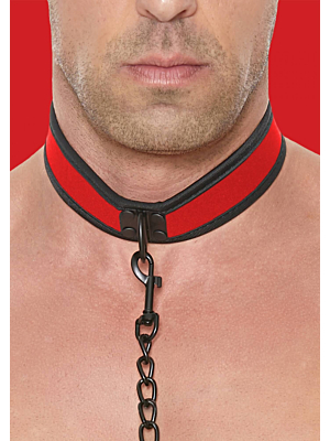 Neoprene Collar With Leash Red