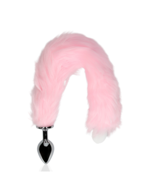 Light-up Fox Tail with Metal Butt Plug - Pink