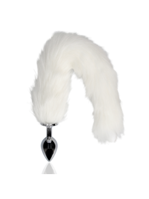 Light-up Fox Tail with Metal Butt Plug - White