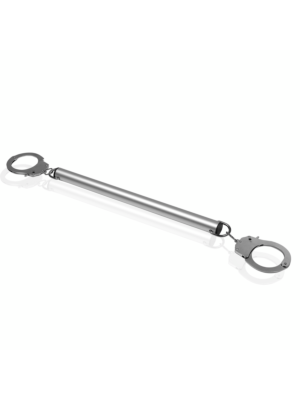 Ouch Spreader Bar with Hand or Ankle Cuffs - Silver