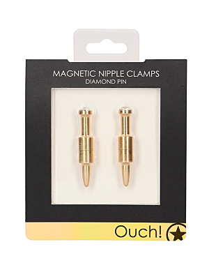 Ouch Magnetic Nipple Clamps - Diamond Pin - Gold