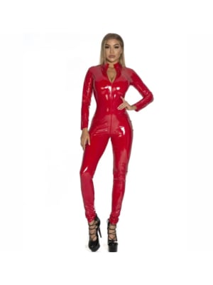 Overalll Catsuit Secret, Wetlook, Red, M, JGF Lingerie
