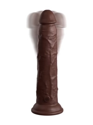 King Cock Elite Dual Density Vibe Silicone Cock-Brown 9″
