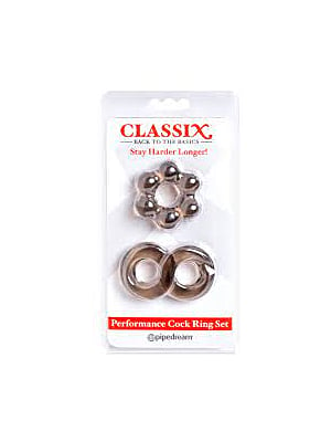 Pipedream Classix Back To The Basics Performance Cock Ring Set Smoke