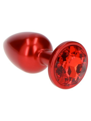 Deep Red Butt Plug with Jewelry - Πρωκτική Σφήνα με Κόσμημα - Ψεύτικο Διαμάντι