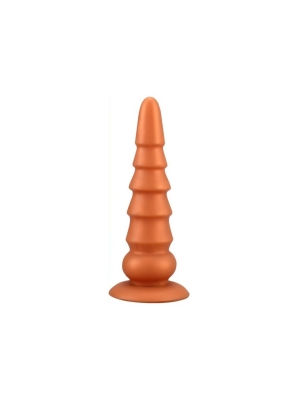 Πρωκτική Σφήνα Pagoda Butt Plug 19 cm (Gold) - Wolf - Σιλικόνη - Ραβδώσεις