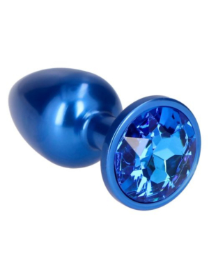 Πρωκτική Σφήνα Butt Plug Plug Blue Teardrop με Διαμάντι - Toyz4lovers