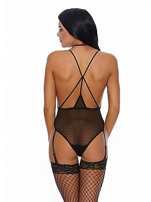 Provocative Vixen Teddy with Garter Straps - Black