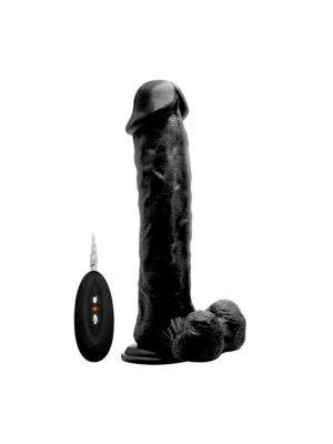 "Vibrating Realistic Cock - 11"" - With Scrotum - Black"