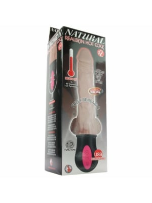 Realistic Warming and Vibrating Dildo 25 cm - Brown Επαναφορτιζόμενος Δονητής Πολυτελείας