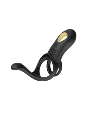 Vibrating Triple Cock Ring Black