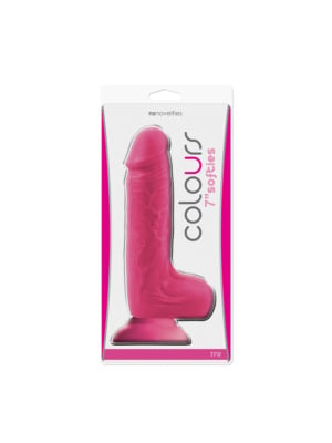 Ρεαλιστικό Ομοίωμα Πέους Colours Softies Dildo με Όρχεις 17.8cm (Ροζ) - NS Novelties