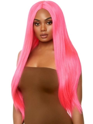 Long straight center part wig - Pink