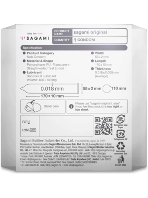 Sagami Original 0.01 1's Pack PU Condom
