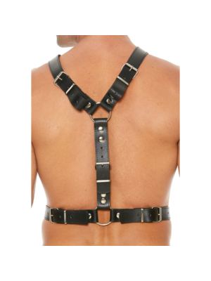 Twisted Bit Black Leather Harness - Black