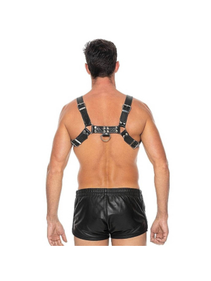 Bulldog Leather Chest Harness -Black