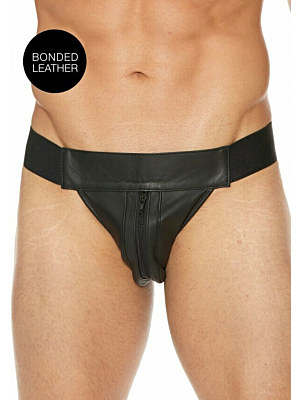 Shots Ouch! Striped Front With Zip Jock Black
