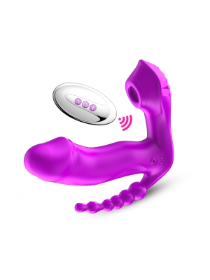 Silicone Panty Vibrator USB, 7 vibrations, Heating, 7 Frequency Of Sucking, Purple