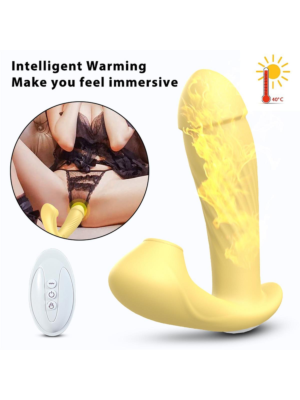 Silicone Wearable Vibrator with 7+7 vibrations and Sucking functions +Heating 