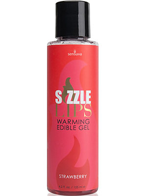 Θερμαντικό Φαγώσιμο Λιπαντικό Gel Sizzle Lips 125 ml (Φράουλα) - Sensuva