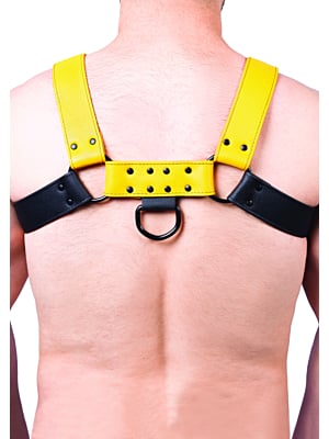 Snap Leather Harness Black-Yellow - Taille