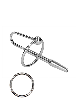 Stainless Steel Penis Plug with Glans Ring - 0.3" / 8 mm
