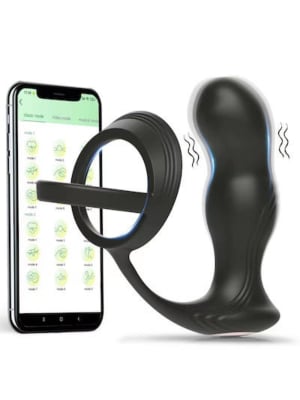 Stimulator Prostate Anal Play Bluetooth Control Free App Silicon USB Black