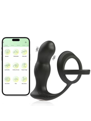 Stimulator Prostate Anal Play Bluetooth Control Free App Silicon USB Black