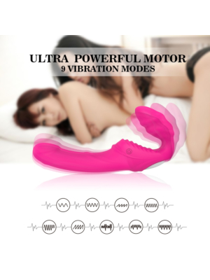Strapless Strap-on for Women Remote Control 9 Vibration Modes Silicone, USB, Pink Mokko Toys