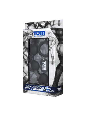 Tom of Finland Silicone Cock Ring with 3 Weighted Balls 