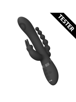 Rini - Pulse Wave  Vibrating Double Penetration Rabbit - Black - TESTER