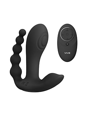 VIVE-KATA Rechargeable Triple Motor Hands-Free Silicone Vibrator - Black..

