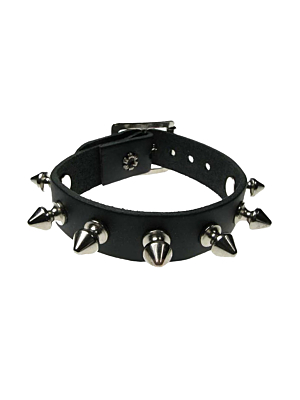Χειροποίητο Δερμάτινο Περικάρπιο Wristband με Καρφιά - Μαύρο - Φετίχ - BDSM