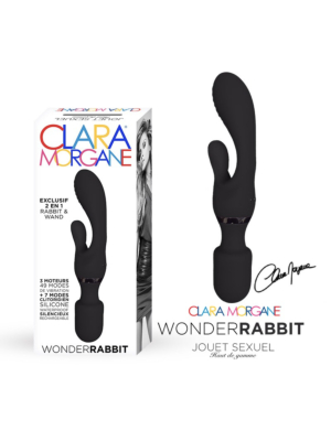 Αδιάβροχος Επαναφορτιζόμενος Δονητής Μασάζ Σιλικόνης Wonder Rabbit Vibrator (Μαύρος) - Clara Morgane