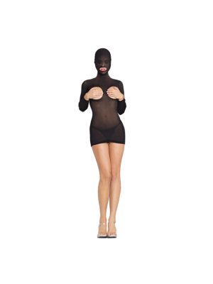 Hooded Mini Dress With Open Cups - One Size (S - L)