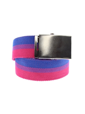 Bisexual Canvas Webbing Belt with Shiny Silver Slider Buckle (Length - 120cm, Width - 3.7cm)