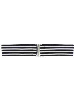 Black & White Striped Belt with Clasp