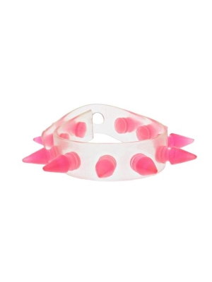 Alter Ego UV Clear Bracelet / Wristband With Pink Spikes