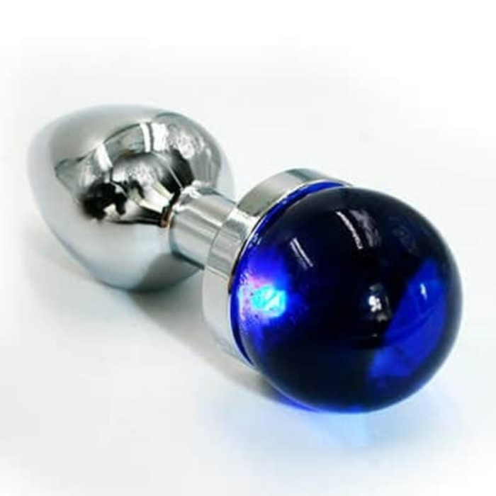Πρωκτική Σφήνα Metal Butt Plug Silver Small Blue