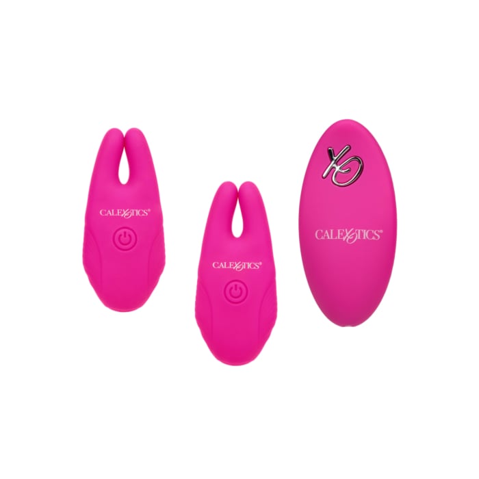 Calexotics - Recharchable Silicone Remote Nipple Clamps Pink