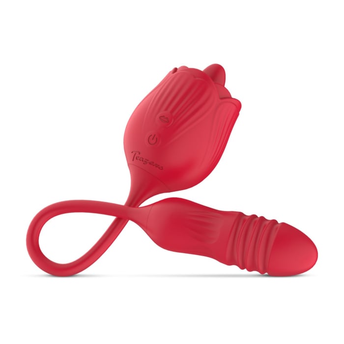 Teazers – Rose Thrusting Dildo Vibrator – Red