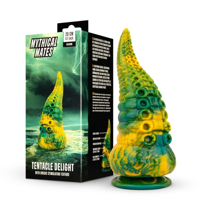 Fantasy Dildo Πλοκάμι με Βεντούζα - Mythical Mates Tentacle Delight - Πράσινο Κίτρινο
