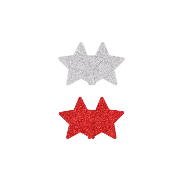 NS Novelties Pretty Pasties Glitter Stars Black/Gold 2 Pair - Red