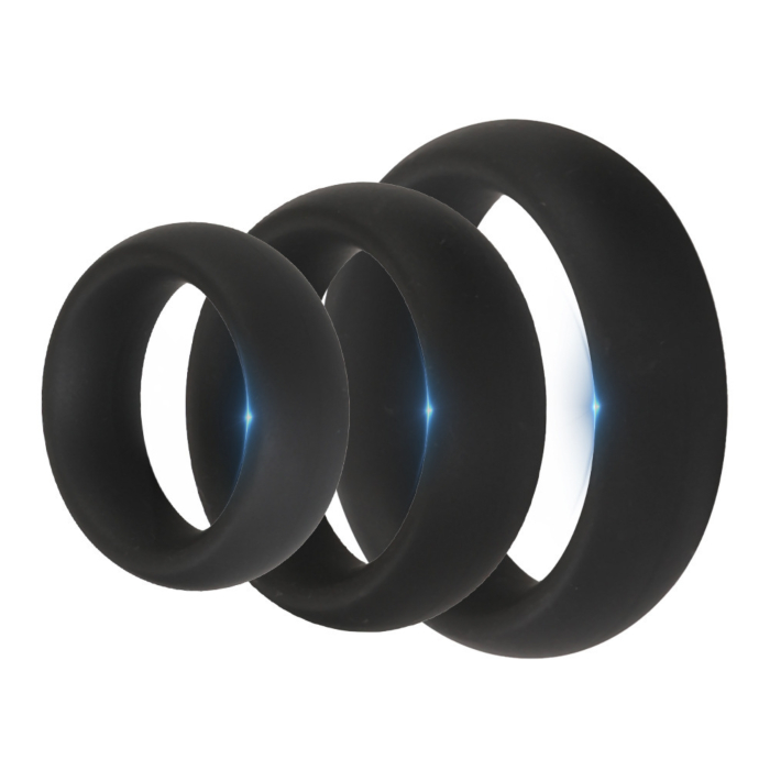 Thick 3 C-Ring Set - Stretchy Silicone Black